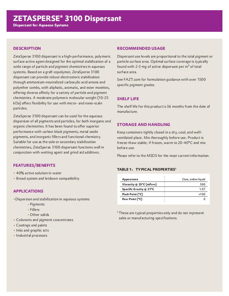 ZetaSperse3100分散劑(圖1) ZetaSperse3100分散劑(圖1)