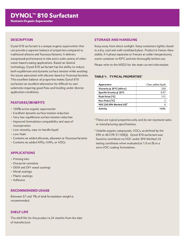 Dynol 810(圖1) Dynol 810 高效有機(jī)硅消泡劑(圖1)