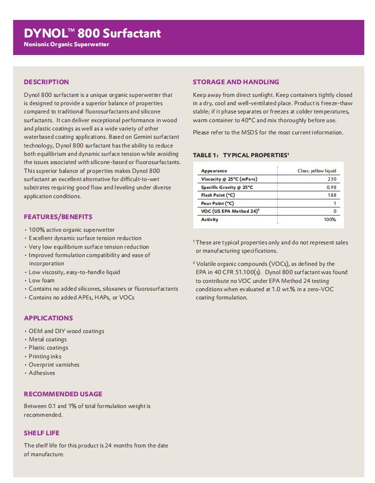 Dynol 800(圖1) Dynol 800 表面活性劑(圖1)